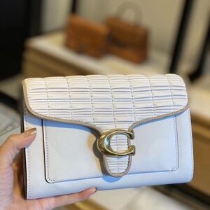 Coach White Clutch with Gold Accent